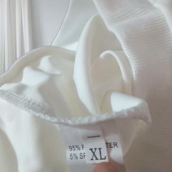 White Cropped Jacket Gold Zipper Mesh Long Sleeves XL - Picture 10 of 13